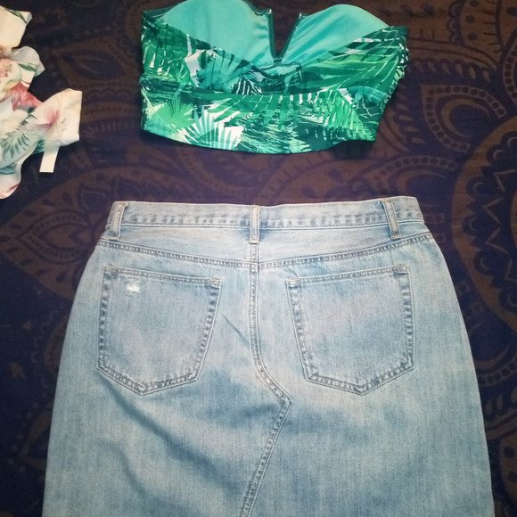 Vanilla Star Y2K Deconstructed Denim Mini Skirt Sz 13 - Picture 7 of 13